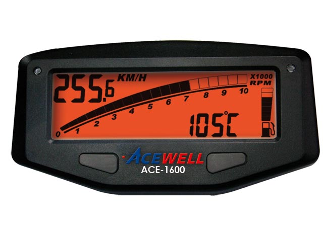 ACE-1600 Digital display - Speed, RPM, temp, fuel, remote control, lap timer